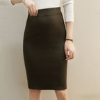 Damen Gestrickter Bleistiftrock mit hoher Taille und Rippstruktur R&B