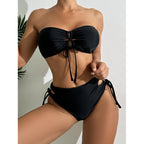 Damen Bandeau-Bikini mit raffiniertem Knotendesign und hohem Beinausschnitt R&B