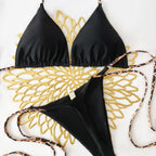 Damen Triangel-Bikini-Set mit verstellbaren Trägern und modischem Leoprint R&B