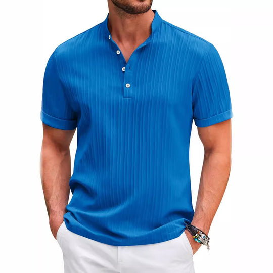Herren Kurzarm Henley-T-Shirt mit strukturiertem Design R&B