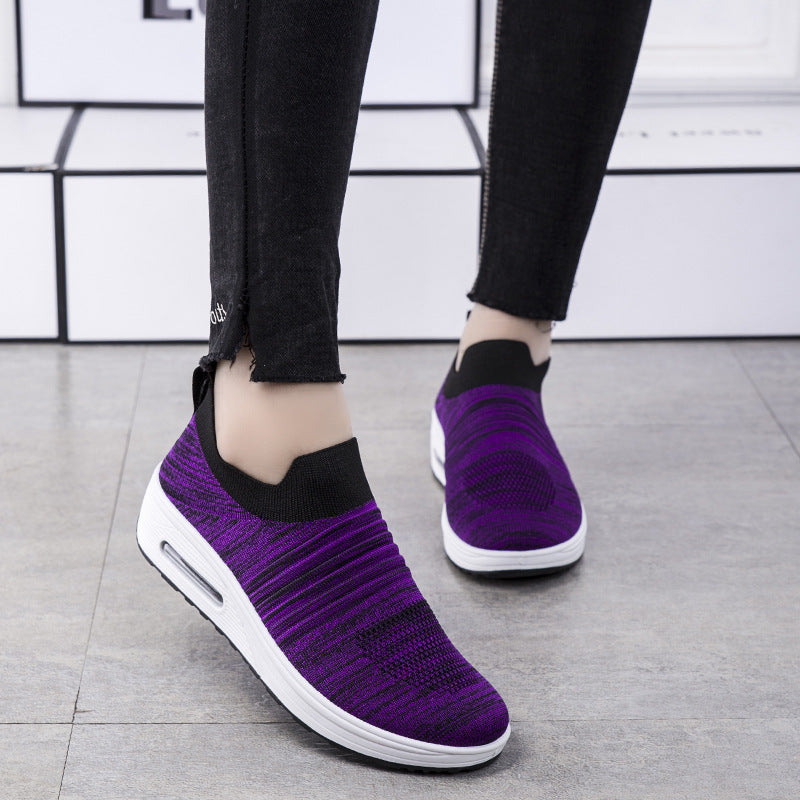Damen Komfortable Slip-On Sneakers mit atmungsaktiver Strickoberfläche und dämpfender Sohle R&B