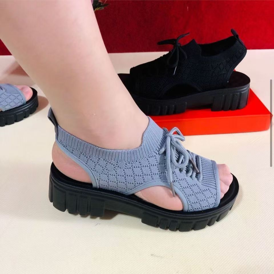 Damen Bequeme und leichte Sandalen mit elastischem Riemen und rutschfester Sohle R&B