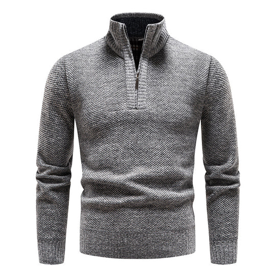 Herren Strickpullover mit hohem Kragen und Reißverschluss R&B