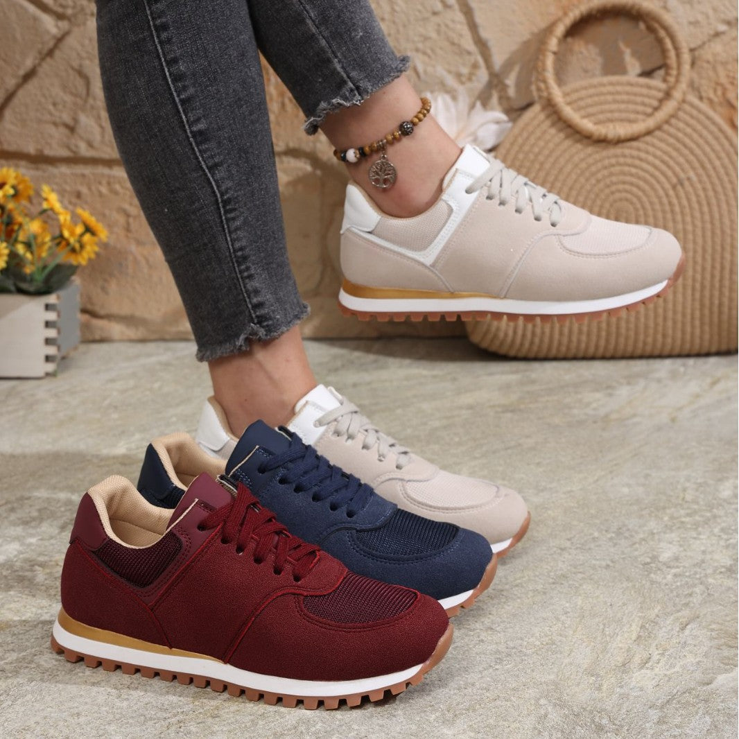 Damen Sportliche Sneakers mit atmungsaktiver Mesh- und Wildleder-Oberfläche R&B