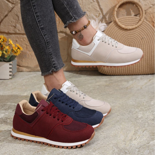 Damen Sportliche Sneakers mit atmungsaktiver Mesh- und Wildleder-Oberfläche R&B