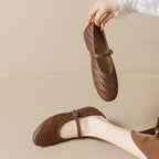 Damen Ballerinas mit modischem Riemen und eleganter Flechtoptik