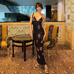 Damen Maxi Strandkleid mit floralem Mesh-Design und tiefem V-Ausschnitt R&B