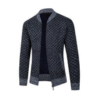 Herren Strickjacke mit modernem Rautenmuster und Reißverschluss R&B