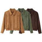 Damen elegante Wildlederjacke mit praktischen Taschen R&B