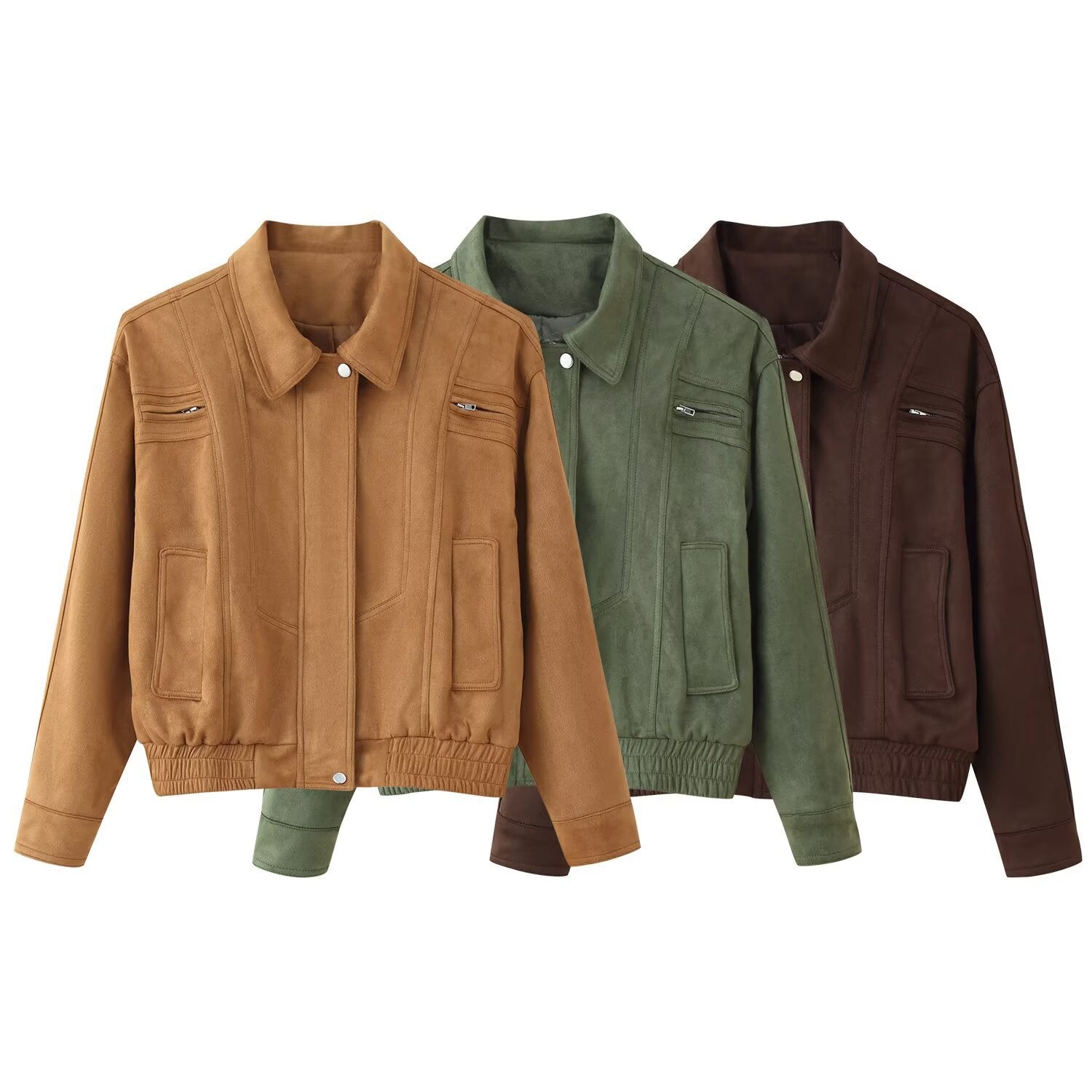 Damen elegante Wildlederjacke mit praktischen Taschen R&B