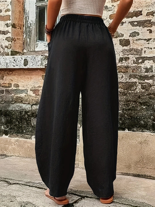 Damen luftige Palazzo-Hose mit praktischen Taschen und kunstvollem Dandelion-Design R&B