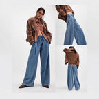 Damen Weite Jeans mit hohen Taschen
