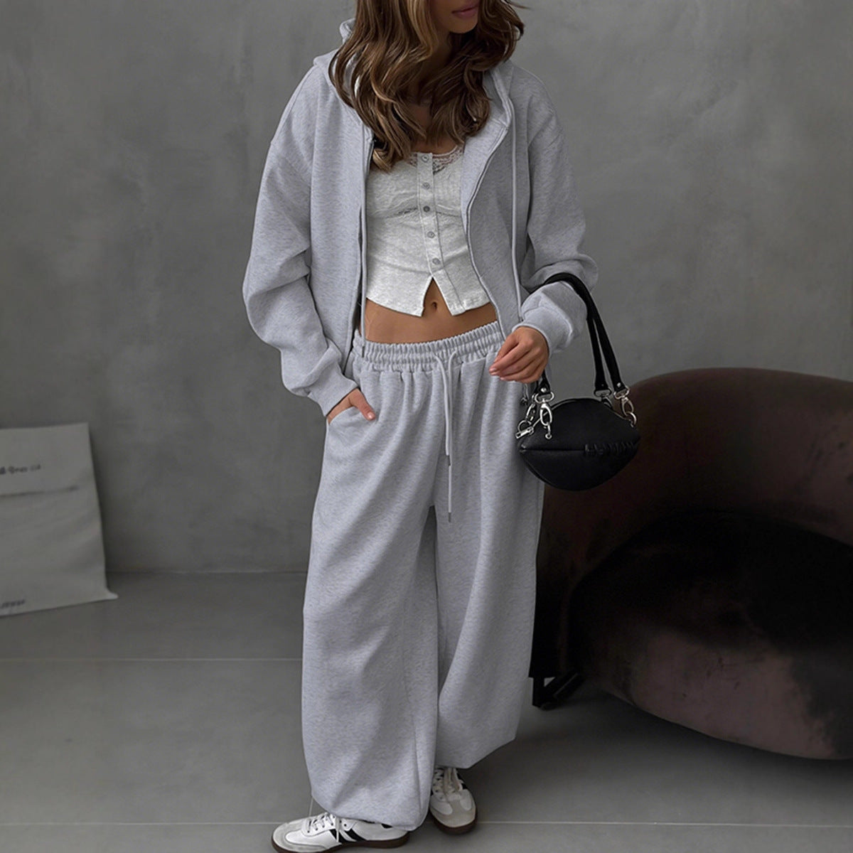 Damen Bequemes Oversized-Lounge-Set mit Kapuze und elastischem Bund R&B