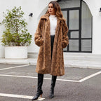 Damen Longblazer aus flauschigem Kunstfell mit modischem Schlangenmuster R&B