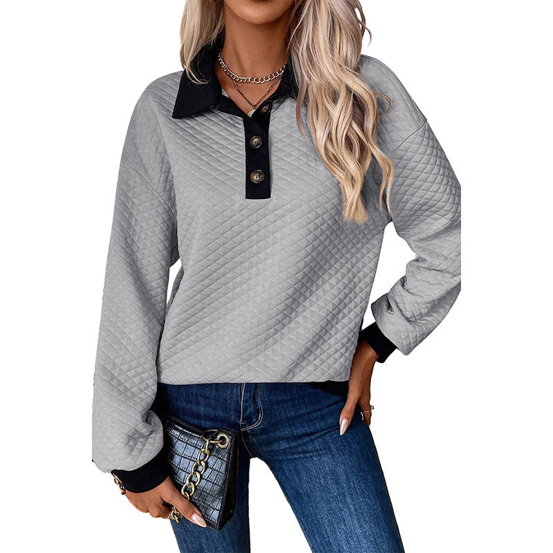 Damen stylischer und bequemer Sweatshirt mit Kragen R&B