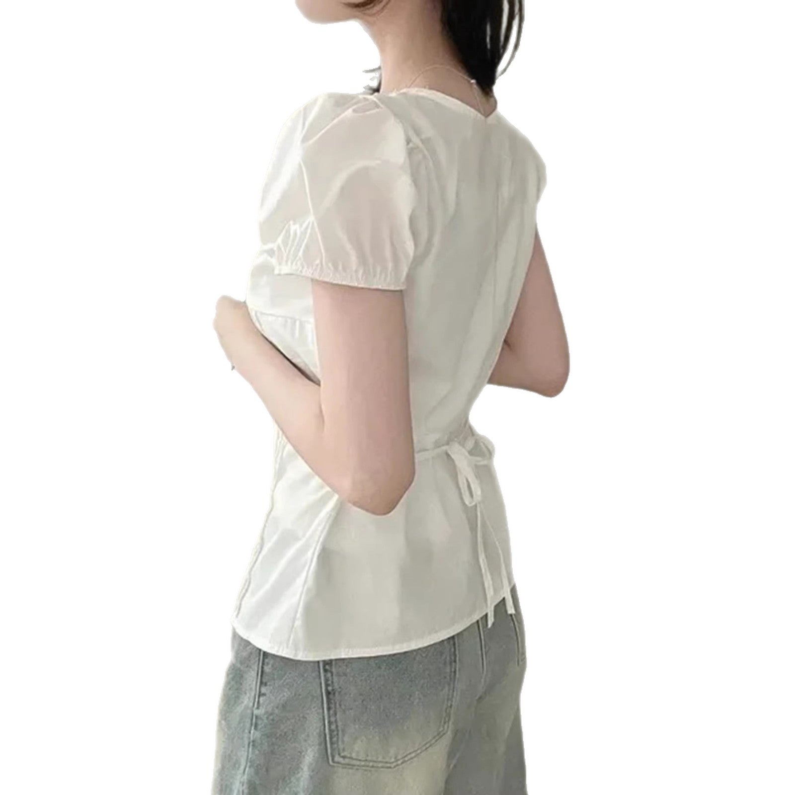 Damen Elegantes Blusenoberteil mit Rüschendetails und taillierter Silhouette R&B