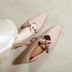 Damen spitze Ballerinas mit verziertem Riemen und edler Schleifenapplikation