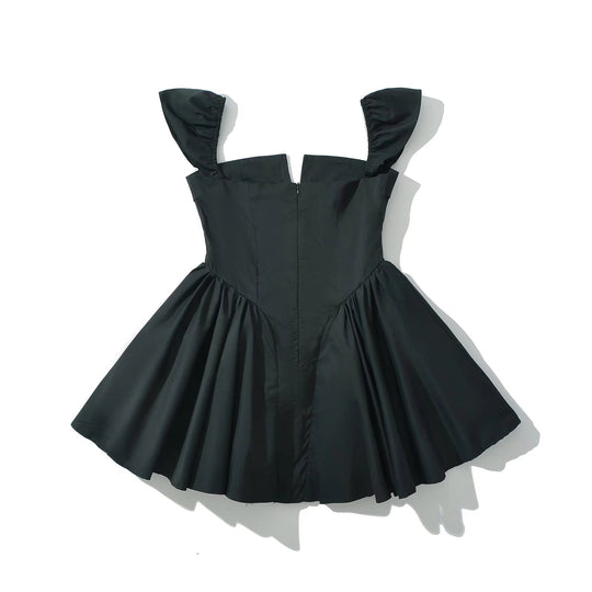 Damen Puffärmel Kleid mit taillierter Silhouette und elegantem Rüschensaum R&B