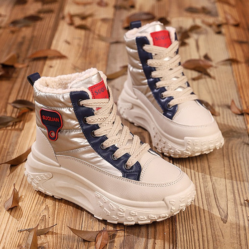 Damen modische High-Top Sneaker mit warmem Futter und rutschfester Sohle R&B