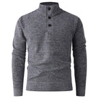 Herren Strickpullover mit hohem Kragen und durchgehendem Knopfverschluss R&B