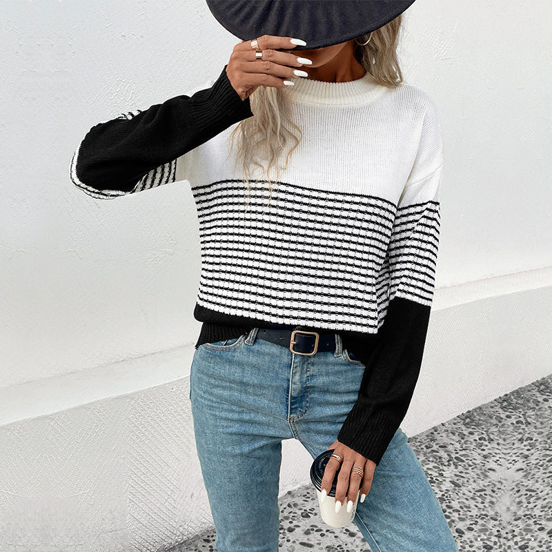 Damen Streifenpullover mit lässigem Schnitt und modernem Design R&B