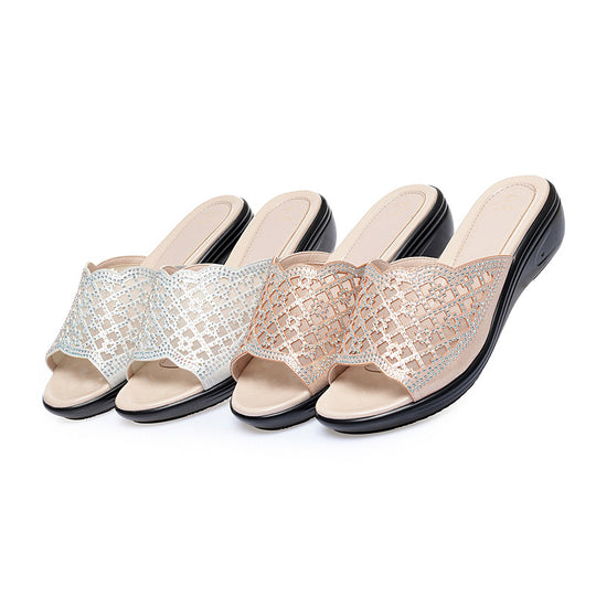Damen Wedge-Sandalen mit modischem Riemendesign und eleganten Strassverzierungen R&B