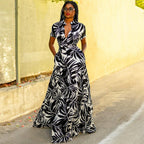 Damen Maxikleid mit floralem Muster und schickem Hemdkragen R&B