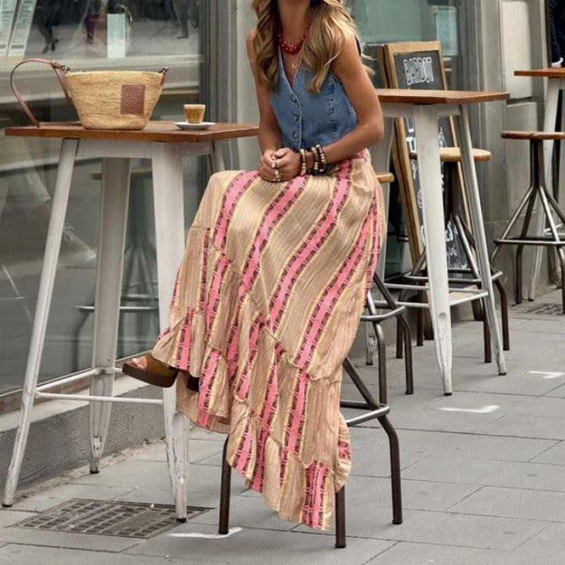 Damen Maxikleid mit fröhlichem Muster R&B
