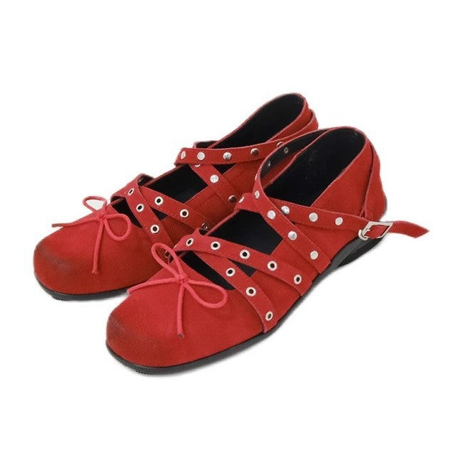 Damen Ballerinas mit elegantem Riemendesign und modischer Schnürung