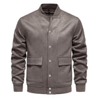 Herren nan Wildlederoptik-Collegejacke mit Druckknopfverschluss, Pattentaschen und geripptem Saum R&B