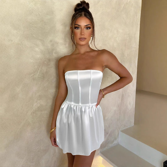 Damen Abendkleid mit tailliertem Oberteil und fließendem Rock R&B