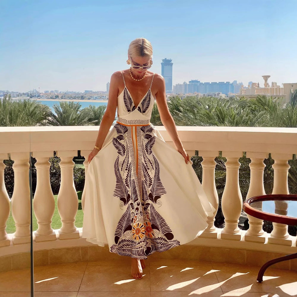 Damen Maxi-Kleid mit floralem Druck und eleganter Raffinesse R&B