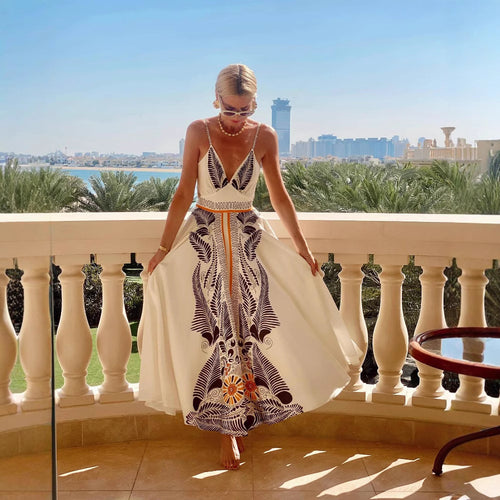 Damen Maxi-Kleid mit floralem Druck und eleganter Raffinesse R&B