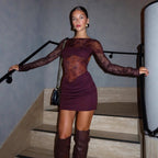 Damen Spitzenkleid mit figurbetontem Schnitt und Rüschendetails R&B