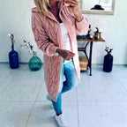 Damen Grobstrick-Cardigan mit Kapuze und Zopfmuster R&B
