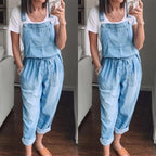Damen Denim-Overall mit verstellbaren Trägern