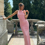 Damen Elegantes Wickelmaxikleid mit hohem Kragen und figurbetonendem Design R&B