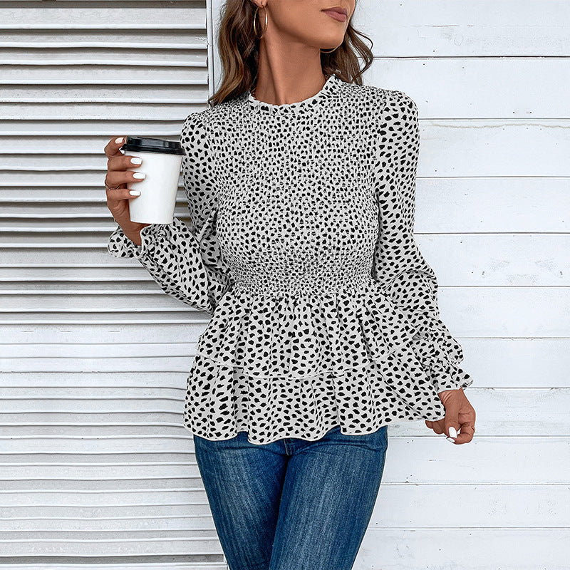 Damen Bluse mit Rüschendetails und eleganter Smocking-Partie R&B
