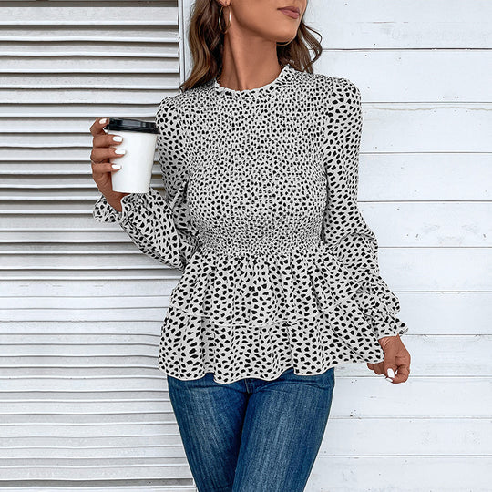 Damen Bluse mit Rüschendetails und eleganter Smocking-Partie R&B