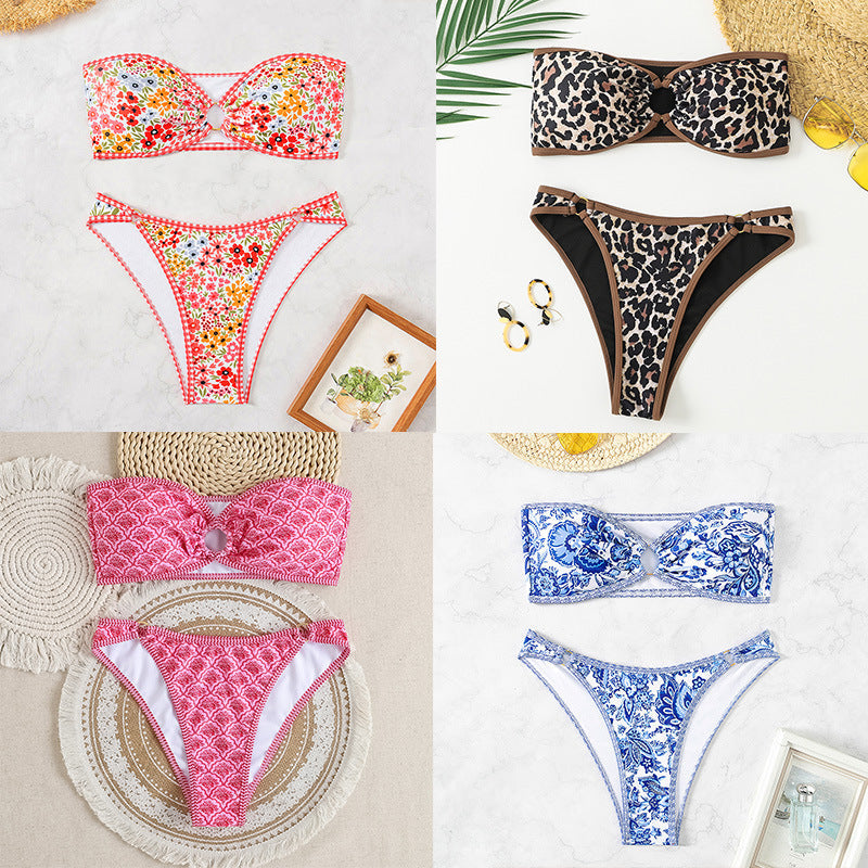 Damen Bandeau Badeanzug Set R&B