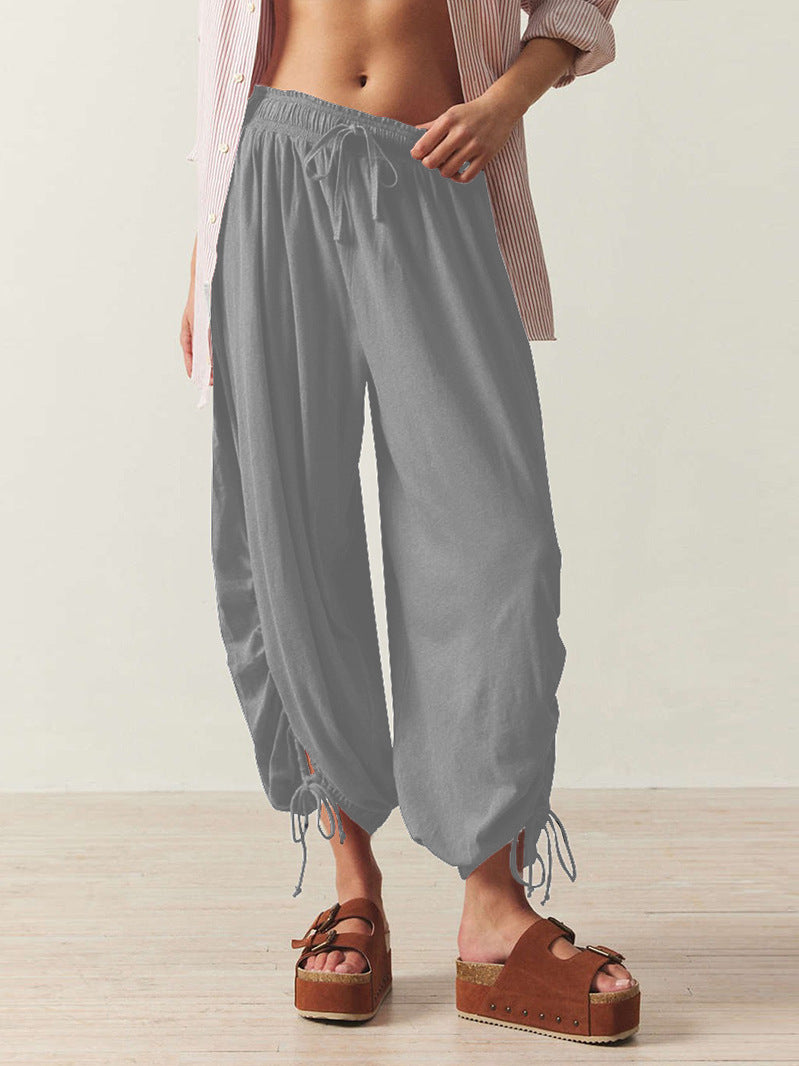 Damen luftige Chino-Hose mit verstellbarem Bund und Kordelzug R&B