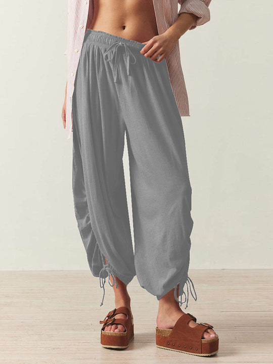 Damen luftige Chino-Hose mit verstellbarem Bund und Kordelzug R&B