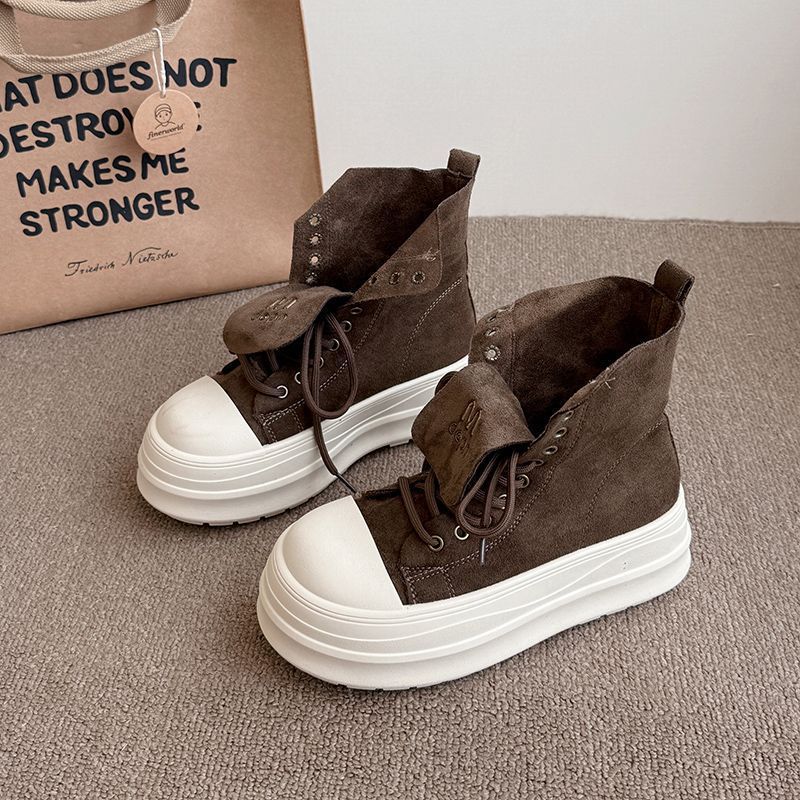 Damen Hochtop Sneakers mit plattformartiger Sohle und innovativer Schnürung R&B