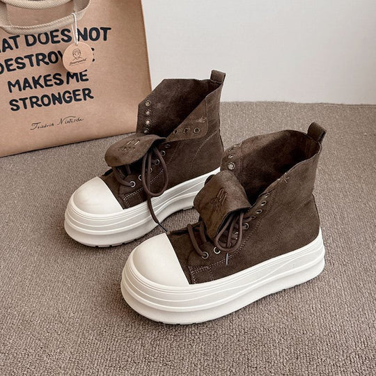 Damen Hochtop Sneakers mit plattformartiger Sohle und innovativer Schnürung R&B