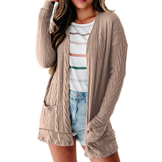 Damen luftige Strickjacke mit Taschen und modernem Design R&B