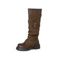 Damen modische Overknee-Stiefel mit stylischem Riemen-Design R&B