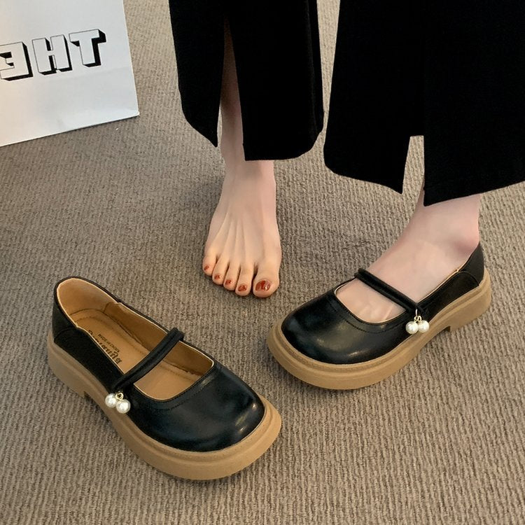 Damen elegante Mary Jane Schuhe mit modischen Perlenakzenten R&B
