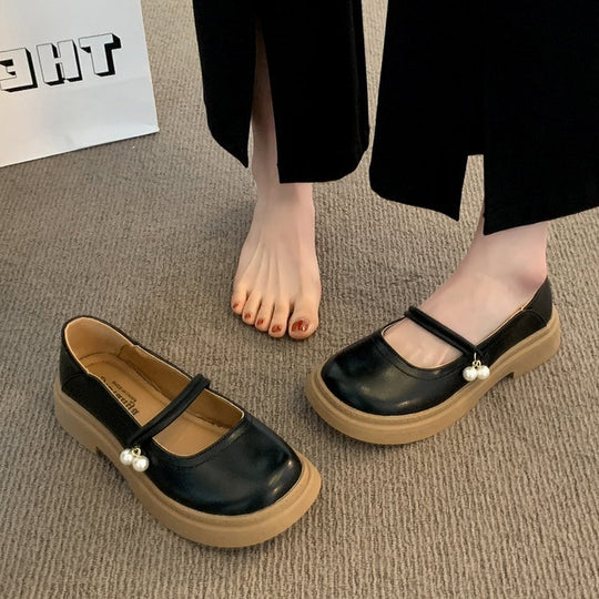 Damen elegante Mary Jane Schuhe mit modischen Perlenakzenten R&B