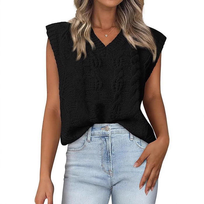 Damen Strickoberteil mit V-Ausschnitt und strukturiertem Muster R&B