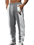Herren nan sportive Trackpants mit seitlichen Kontrastbahnen elastischem Bund Kordelzug und Hirschstickerei R&B